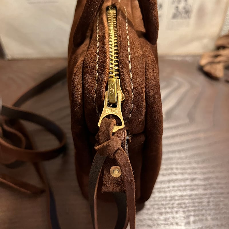 kudu革ポシェット kudu革スエードポシェット チョコレート色ポシェット