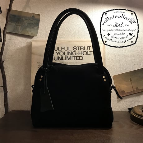 Shoulderbag 303. (Black/suede/kudu)Lot#138 サイトウ様オーダー出品