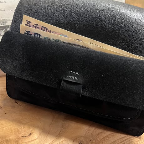 kudu革長財布　Long Wallet (black/suede/kudu)Lot#280