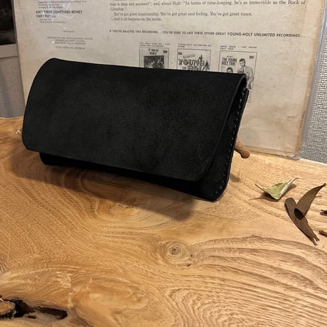 kudu革長財布　Long Wallet (black/suede/kudu)Lot#266