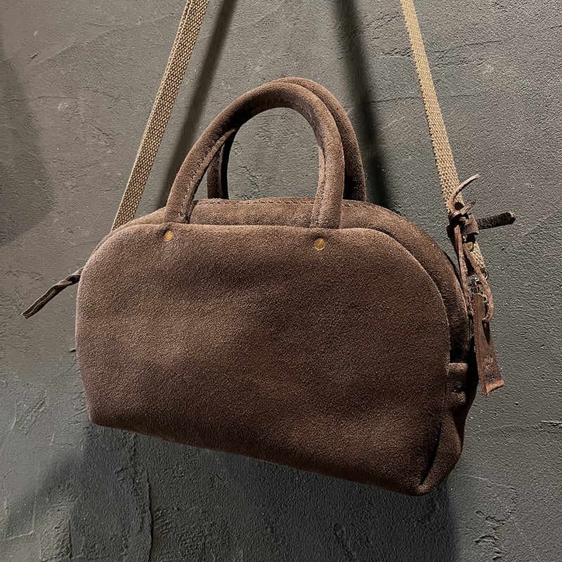 ラスト1点 kudu革スエードバッグ チョコレート色レザーバッグ Handbag