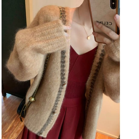 Mohair loose silhouette cardigan(Camel)