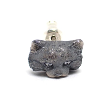 マヌルネコ正面顔ピアス(black matte)