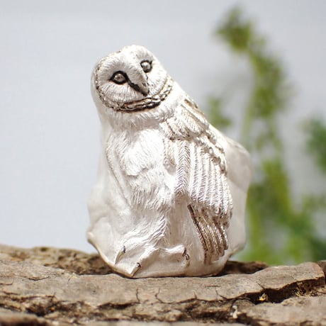 首傾げるメンフクロウリング(white)
