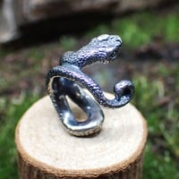 巻き付くシシバナヘビイヤーカフ(black)