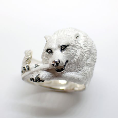 オオカミと肋骨リング(white)