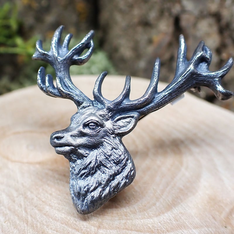 アンティーク　鹿　彫刻ブローチ deer brooch / アンティーク鹿ブローチ 鹿モチーフ ヘッド
