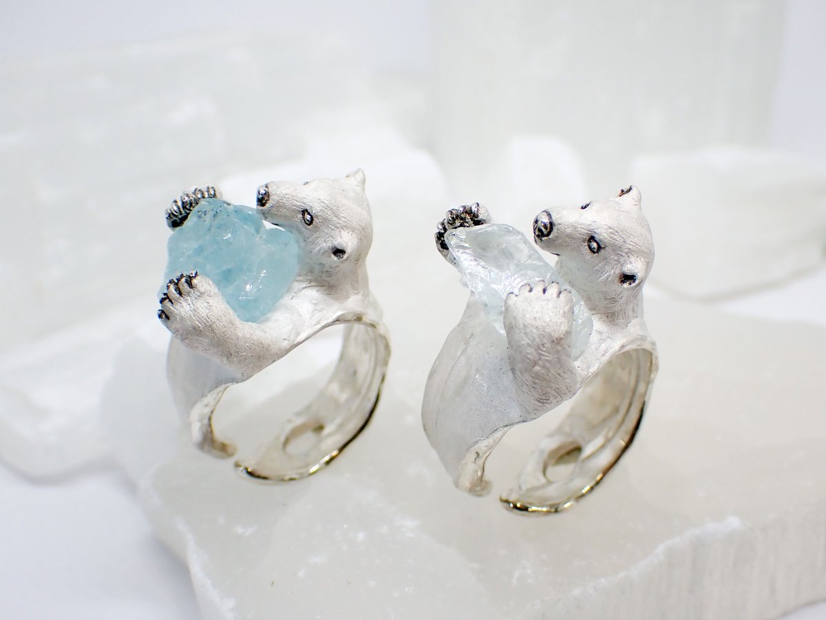 リング／ シロクマ 氷を抱えた シルバー製 シロクマリング「今日も氷を抱えて」 | EmiriA online shop