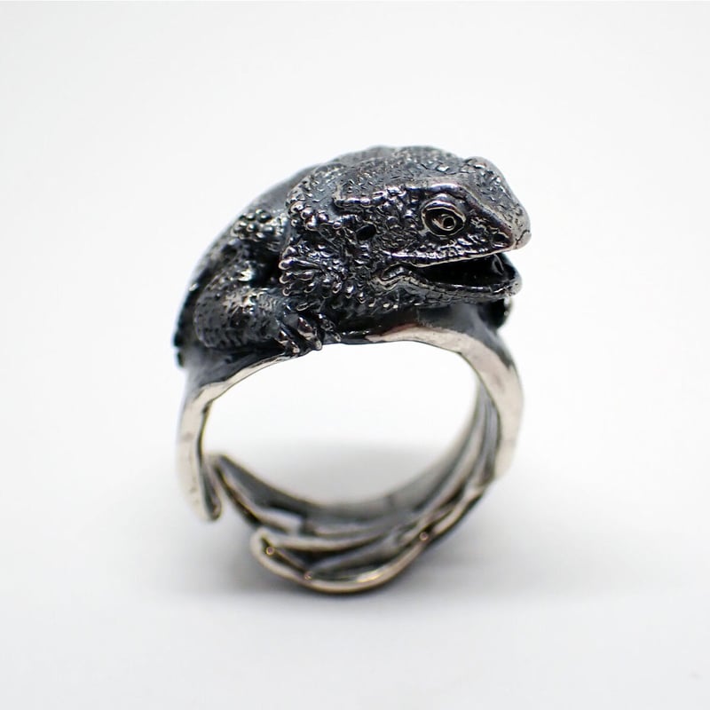 トカゲring フトアゴヒゲトカゲ口開けリング(black) | EmiriA online shop