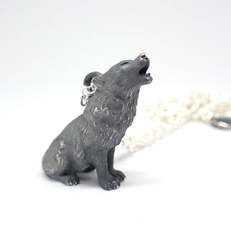 遠吠えオオカミネックレス(black)
