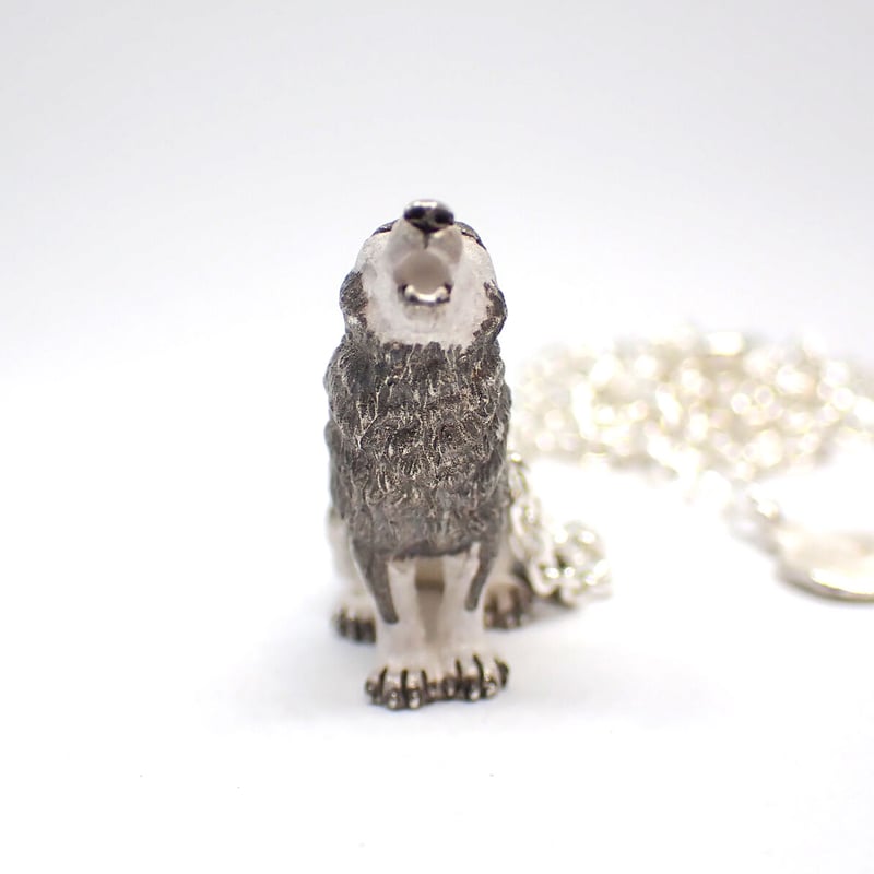 遠吠えオオカミネックレス(black & white) | EmiriA online shop