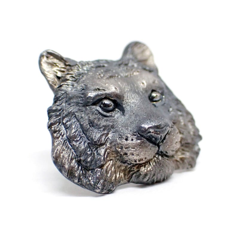 トラ正面顔ブローチ(black matte) | EmiriA online shop