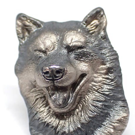 笑顔の柴犬ブローチ(black)