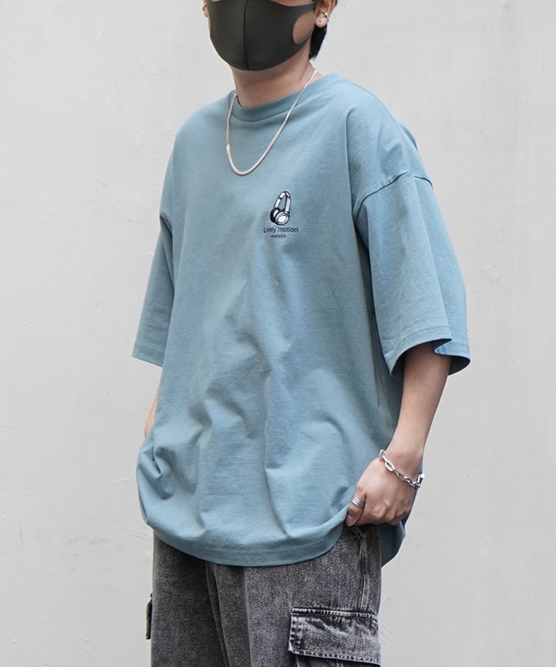 バケットガール イラストバックプリント ビッグシルエット半袖Tシャツ 