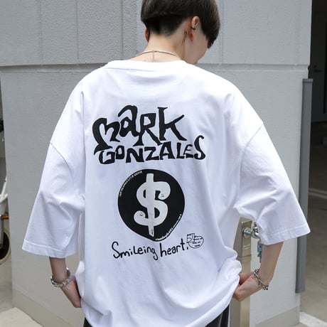 【MARK GONZALES ARTWORK COLLECTION】"$" バックプリントTシャツ /ホワイト