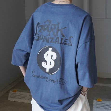 【MARK GONZALES ARTWORK COLLECTION】"$" バックプリントTシャツ /ブルー