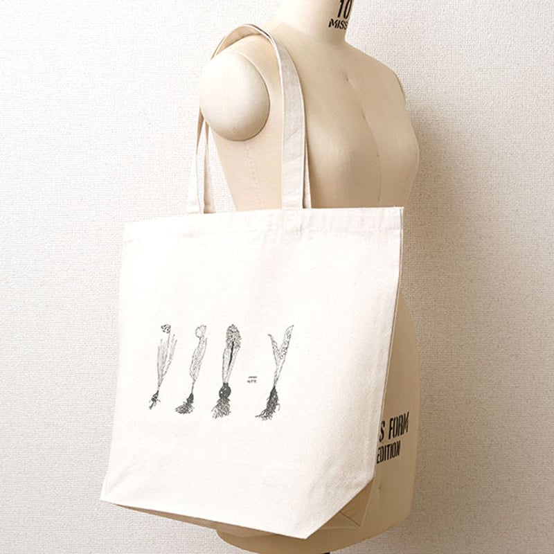 トートバッグ hutte HUTTE. × つくりら】トートバッグ 球根の植物たち／ Lサイズ | つくり