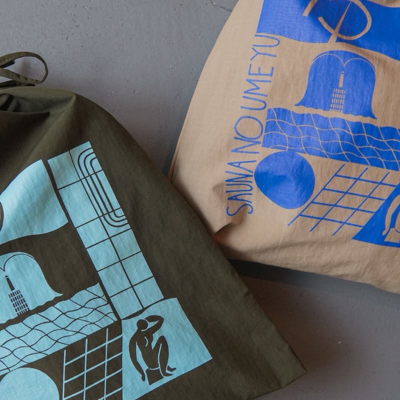 サウナの梅湯】shadow drawstringbag | ゆとなみ商店