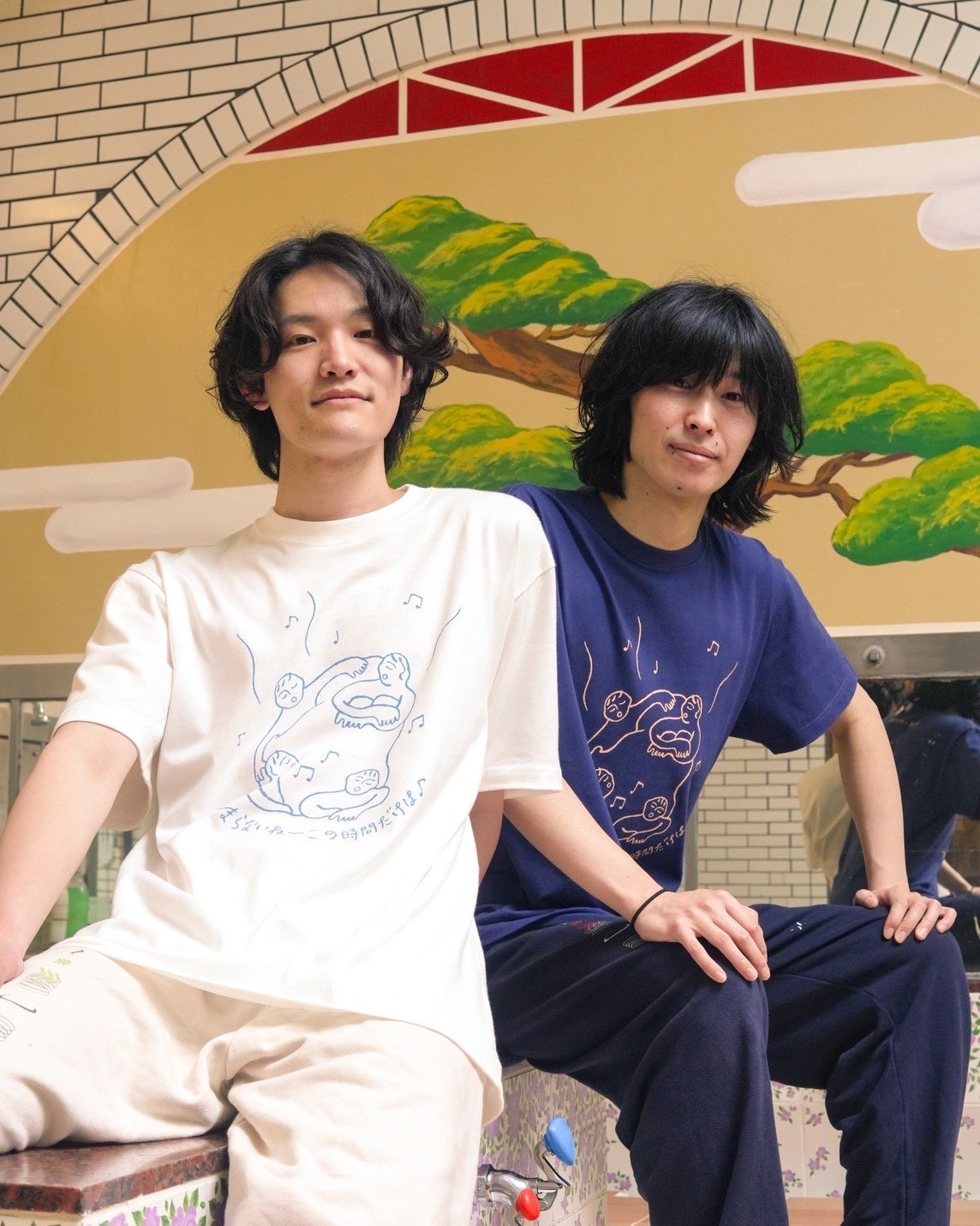 サウナの梅湯】水平線コラボTシャツ(バニラホワイト) | ゆとなみ商店