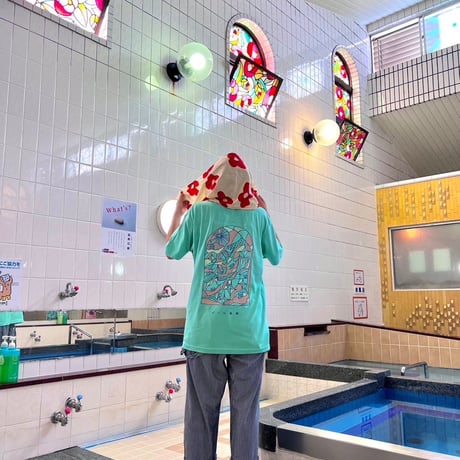 【パール温泉】ステンドグラスTシャツ《アイスグリーン》