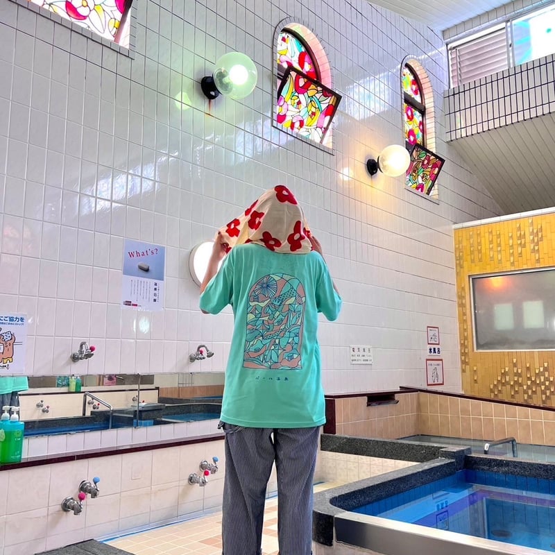 パール温泉】ステンドグラスTシャツ《アイスグリーン》 | ゆとなみ商店