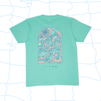 【パール温泉】ステンドグラスTシャツ《アイスグリーン》