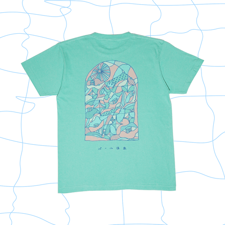 【パール温泉】ステンドグラスTシャツ《アイスグリーン》