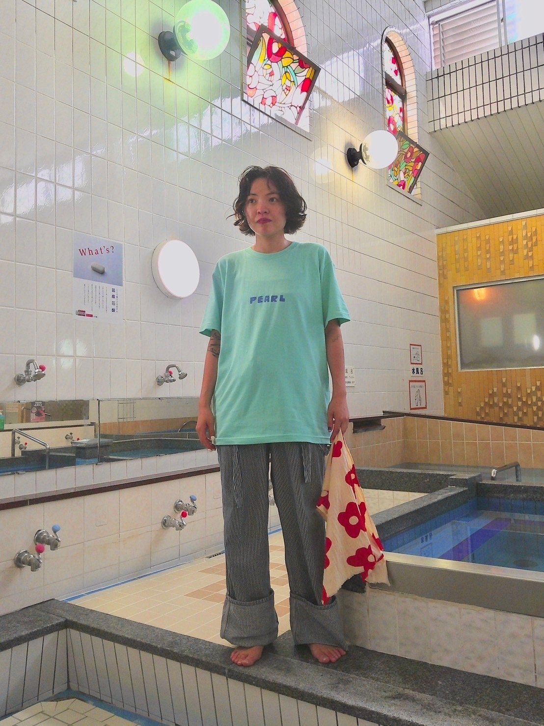 パール温泉】ステンドグラスTシャツ《アイスグリーン》 | ゆとなみ商店