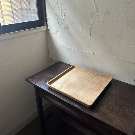 NO1 古い角盆 天然木   くり貫き   盆   二枚セット 角盆 8.5 白木塗 木製 12-10603 漆器の井助