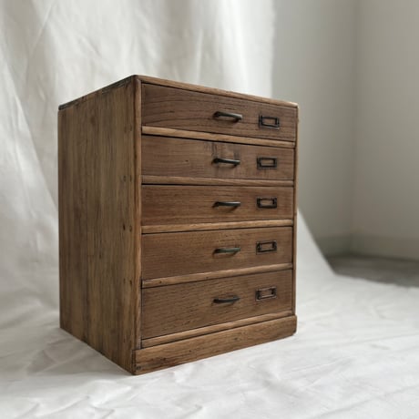 ヴィンテージ　小引き出し　小抽斗　木製収納 昭和初期 木製 5杯小引出し アンティーク収納