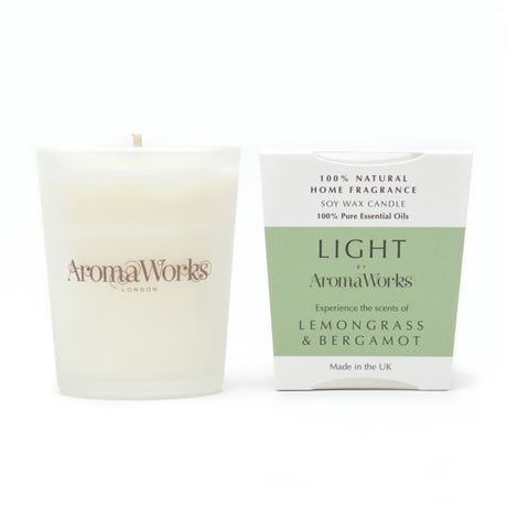 【Aroma Works】グラス入りキャンドルS/レモングラス＆ベルガモット　WLAL1004