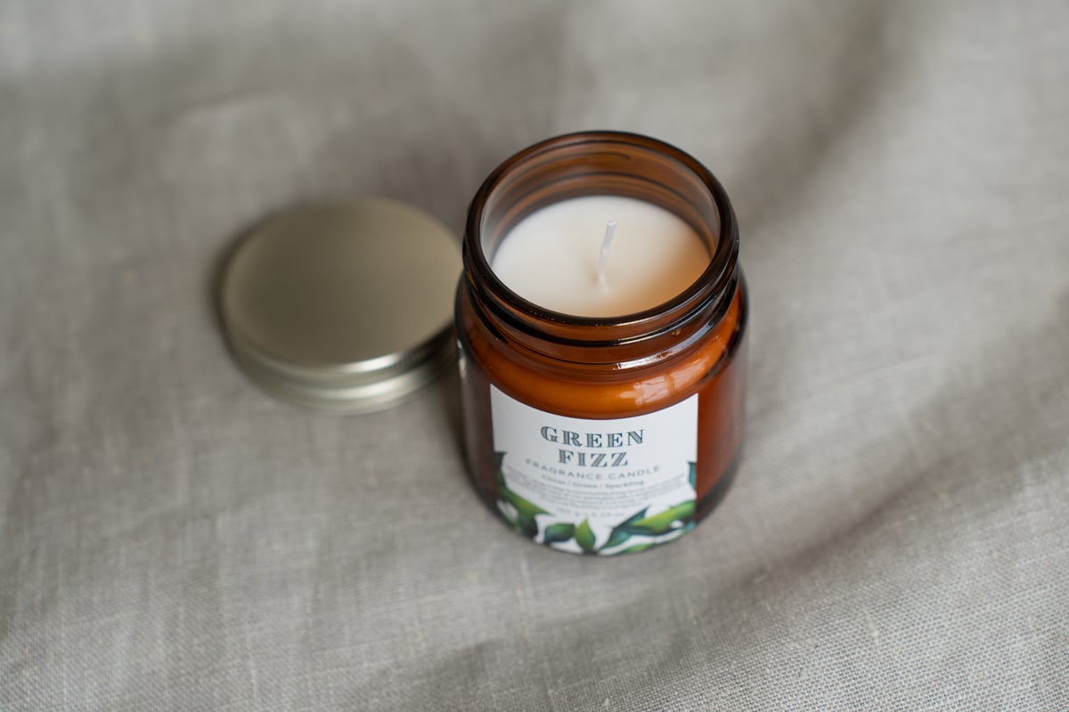 BOTANICAL BOTTLES】IDBB0201 グラス入りキャンドル/グリーンフィズ