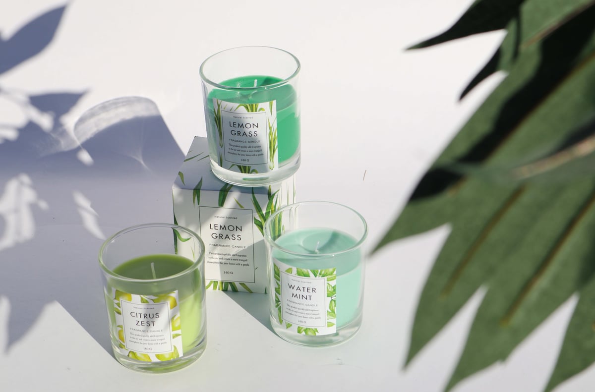 キャンドル　6本セット GREEN OASIS】IDGO0106 グラス入りキャンドル/シトラスゼスト