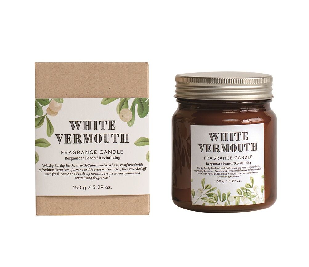 BOTANICAL BOTTLES】IDBB0204 グラス入りキャンドル/ホワイト