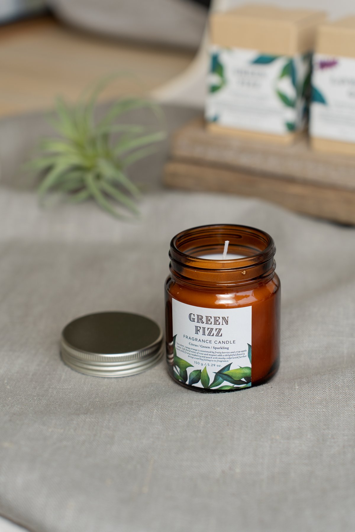 メゾンドシャンティ　キャンドル BOTANICAL BOTTLES】IDBB0204 グラス入りキャンドル/ホワイト