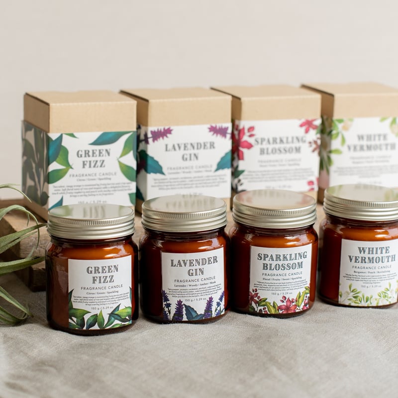 BOTANICAL BOTTLES】IDBB0204 グラス入りキャンドル/ホワイトヴェルモ