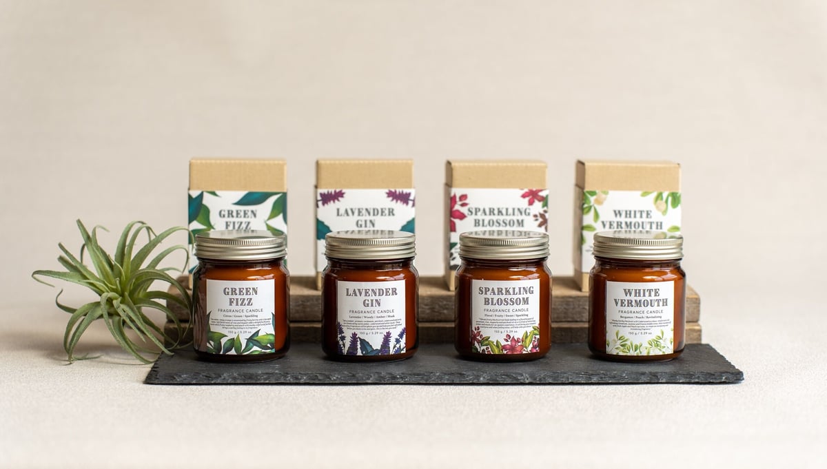 BOTANICAL BOTTLES】IDBB0204 グラス入りキャンドル/ホワイトヴェルモ