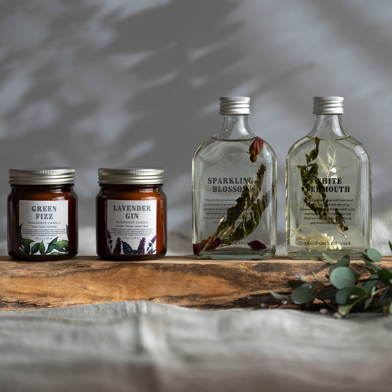 BOTANICAL BOTTLES】IDBB0201 グラス入りキャンドル/グリーンフィズ