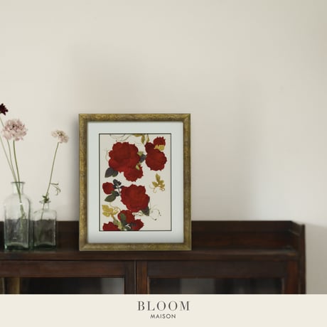 押し花ギフト【REGALOコレクション】ローズ・ルージュ～情熱と感謝を込めて～ 深紅のバラの押し花アート｜BLOOMART【結婚記念・還暦祝い】W266×H327×D22（㎜）