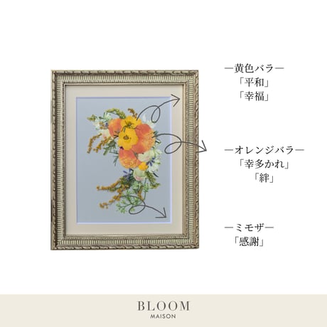 押し花ギフト【REGALOコレクション】 バラの押し花アート｜BLOOMART【記念日・出産祝い・成人祝い】W474×H287×D22（㎜）