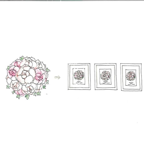 結婚式や挙式のブーケ（花束）：プティ（２枚） アートスタイル