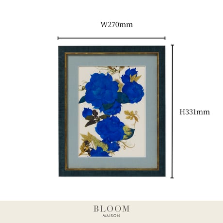 押し花ギフト【REGALOコレクション】ローズ・ブリュー～夢咲き誇る未来へ～ 青バラの押し花アート｜BLOOMART【起業・開業祝い】W270×H331×D22（㎜）