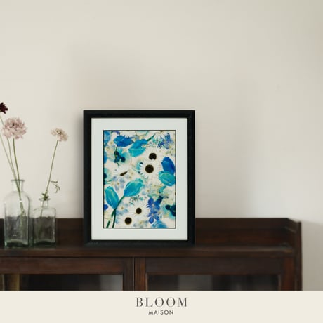 押し花ギフト【REGALOコレクション】フルール・ブルー ～新たな門出に花を添えて～｜ガーベラの押し花アート｜BLOOMART【起業・入退社祝い】W266×H327×D22㎜