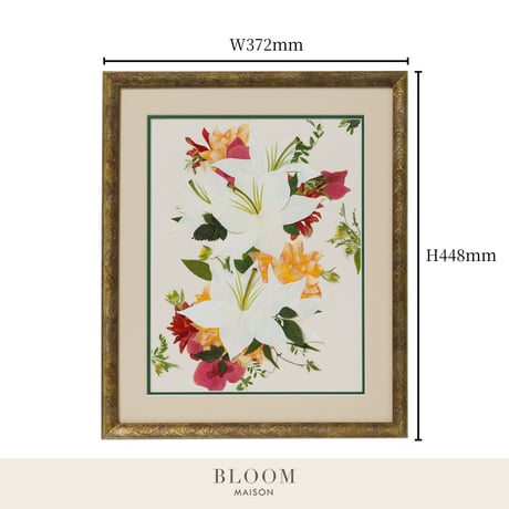 押し花ギフト【REGALOコレクション】ノブレス～華麗なる開花のとき～ カサブランカの押し花アート｜BLOOMART【起業・入退社祝い】 W372×H448×D22（㎜）