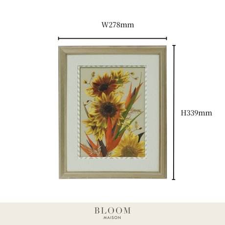 押し花ギフト【REGALOコレクション】リュール・デスポワール ～希望の光～｜ひまわりの押し花アート｜BLOOMART【成人・入社祝い】W278×H339×D26㎜