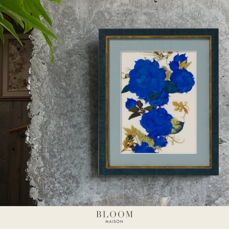 押し花ギフト【REGALOコレクション】ローズ・ブリュー～夢咲き誇る未来へ～ 青バラの押し花アート｜BLOOMART【起業・開業祝い】W270×H331×D22（㎜）