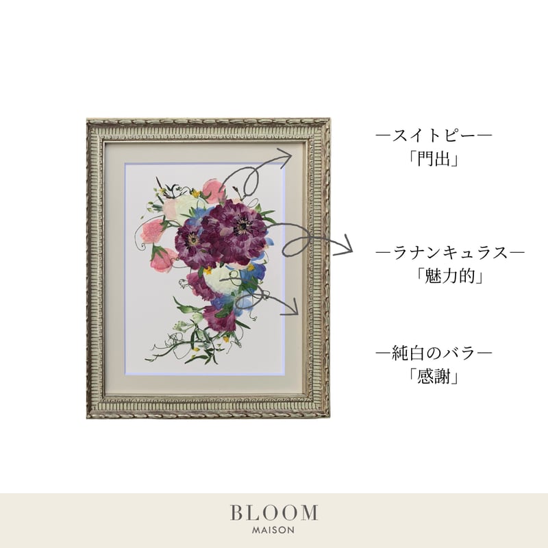 押し花ギフト【REGALOコレクション】 ラナンキュラスの押し花アート
