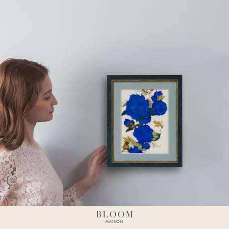 押し花ギフト【REGALOコレクション】ローズ・ブリュー～夢咲き誇る未来へ～ 青バラの押し花アート｜BLOOMART【起業・開業祝い】W270×H331×D22（㎜）