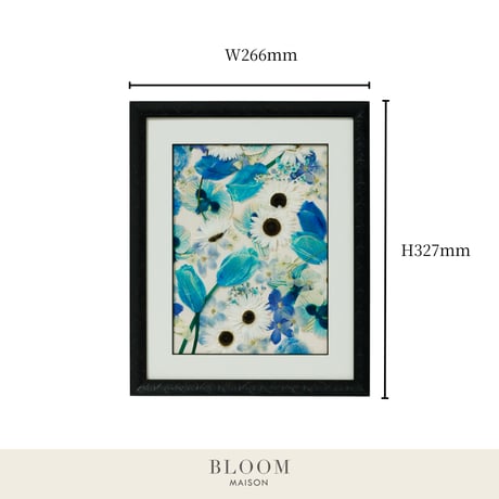 押し花ギフト【REGALOコレクション】フルール・ブルー ～新たな門出に花を添えて～｜ガーベラの押し花アート｜BLOOMART【起業・入退社祝い】W266×H327×D22㎜