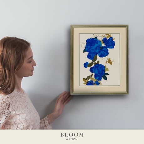 押し花ギフト【REGALOコレクション】ローズ・ブリュー～夢咲き誇る未来へ～ 青バラの押し花アート｜BLOOMART【銀婚式・金婚式・還暦祝い】W372×H448×D26（㎜）